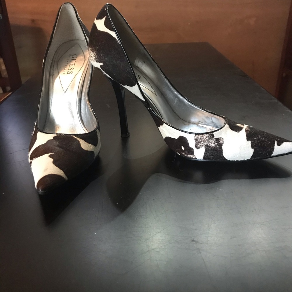 Guess cow hair stilettos